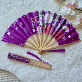 Fialový skladací vejár s kvetmi – Violet Dream